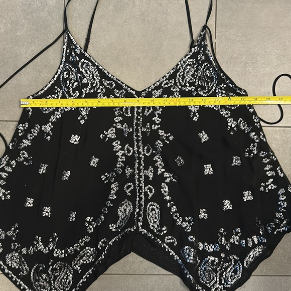 Free People  Black Tie Sequined Camisole - Picture 3 of 8